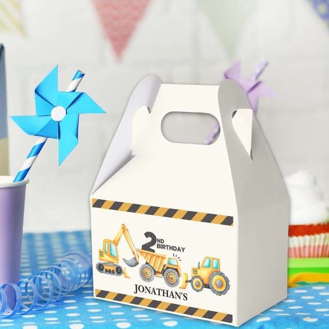 Cute Construction Birthday Party 2nd Years Favor Box (Creator Uploaded)