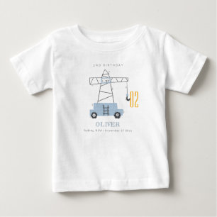 Cute Construction Crane Any Age Birthday Baby T-Shirt