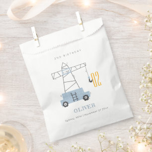 Cute Construction Crane Any Age Birthday Favour Bag
