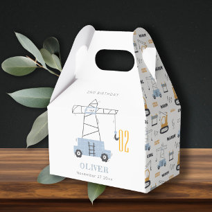 Cute Construction Crane Kids Any Age Birthday Favor Box