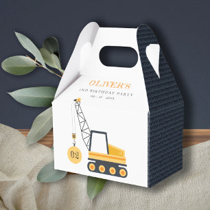 Cute Construction Crane Vehicle Any Age Birthday Favor Box
