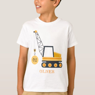 Cute Construction Crane Vehicle Any Age Birthday T-Shirt