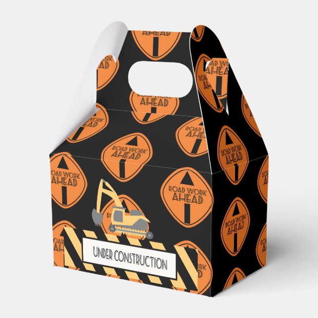 Cute Construction Dump Car Road Pattern Birthday Favor Box (Front Side)