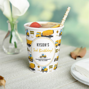 Cute Construction Dump Truck Gender Neutral Paper Cups