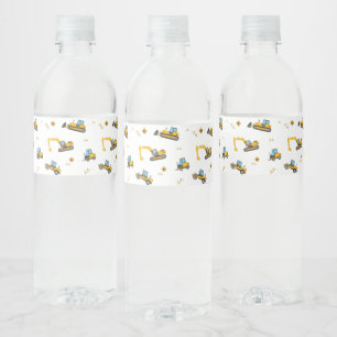 Cute Construction Dump Truck Party Favours Water Bottle Label