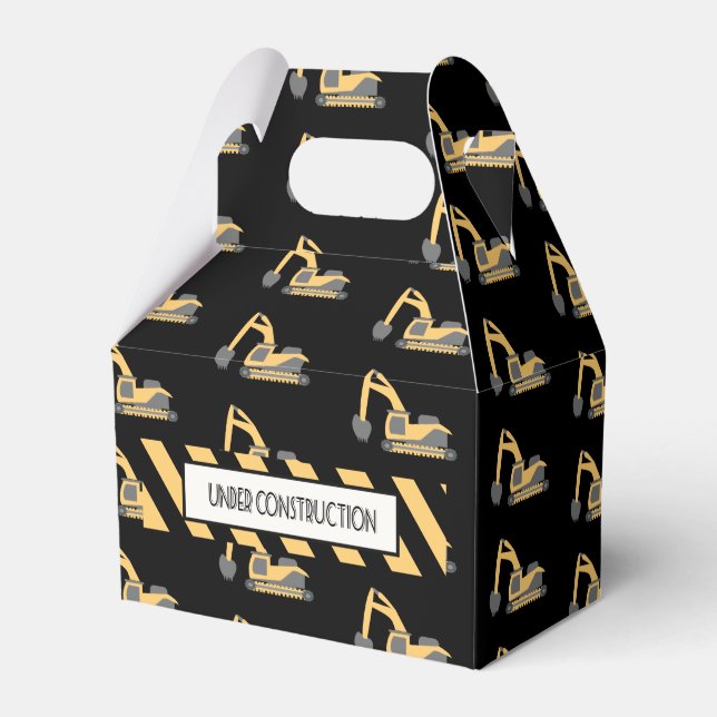 Cute Construction Dump Truck Pattern Birthday Favor Box (Front Side)