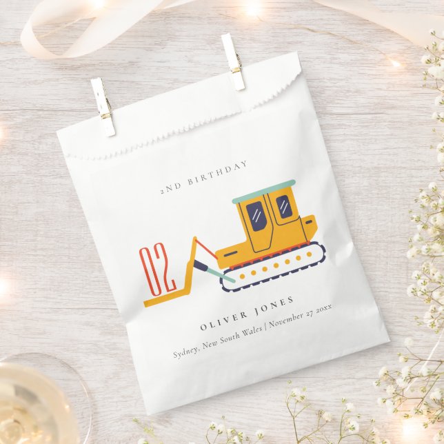 Cute Construction Fork Lift Any Age Birthday Favour Bag (Clipped)