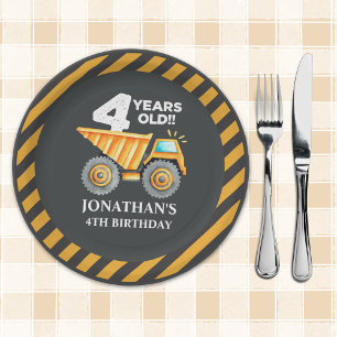 Cute Construction Party for 4th Birthday Kids Paper Plate