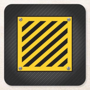 Cute Construction Site Yellow Cover Square Paper Coaster