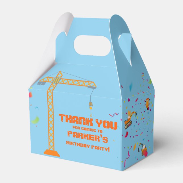 Cute Construction Theme Kid's Birthday Party Invit Favor Box (Front Side)