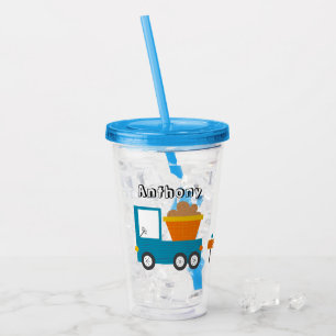 Cute Construction Truck Name Boys  Acrylic Tumbler