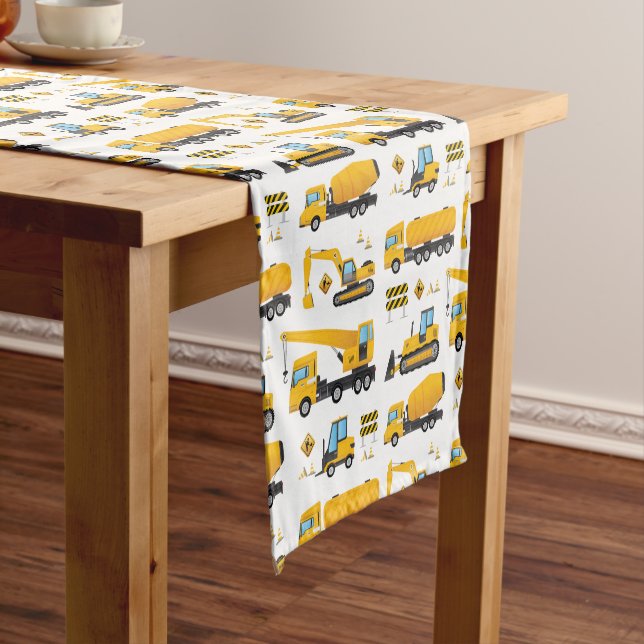 Cute Construction Truck Pattern Table Decoration Short Table Runner (In Situ)