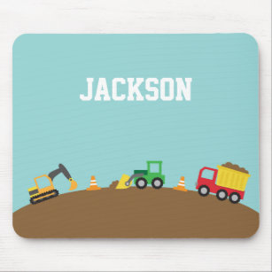 Cute Construction Vehicles Boys Personalized Mouse Pad