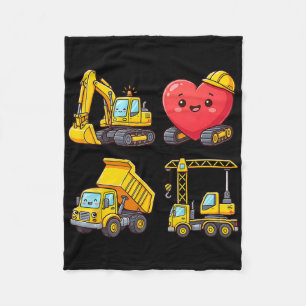 Cute Construction Vehicles Valentine Heart Hard Ha Fleece Blanket