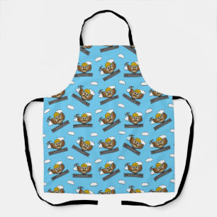 Cute Construction Worker Owl with Hard Hat Cartoon Apron