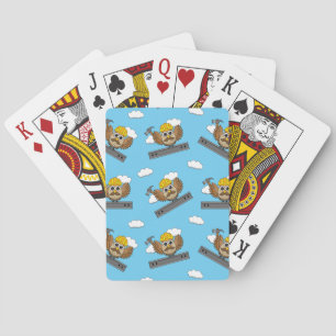 Cute Construction Worker Owl with Hard Hat Cartoon Playing Cards