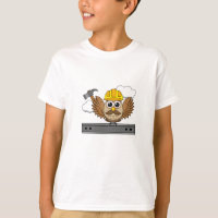 Cute Construction Worker Owl with Hard Hat Cartoon