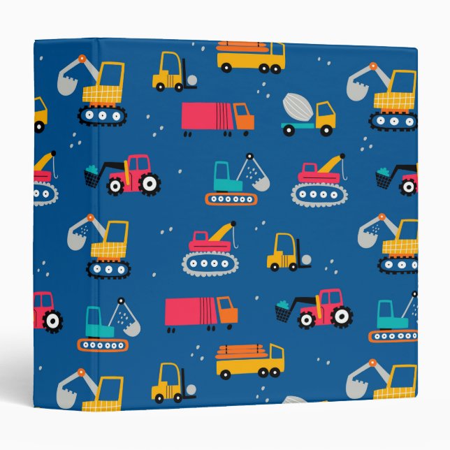 Cute Contruction Movers Pattern Binder (Front/Spine)
