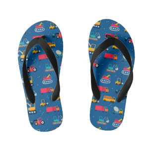 Cute Contruction Movers Pattern Kid's Flip Flops