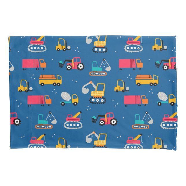 Cute Contruction Movers Pattern Pillowcase (Front)