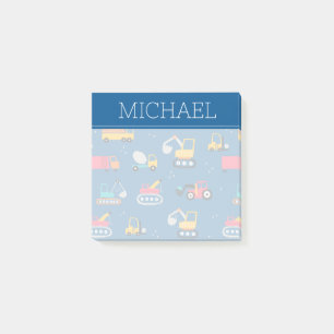 Cute Contruction Movers Pattern Post-it Notes