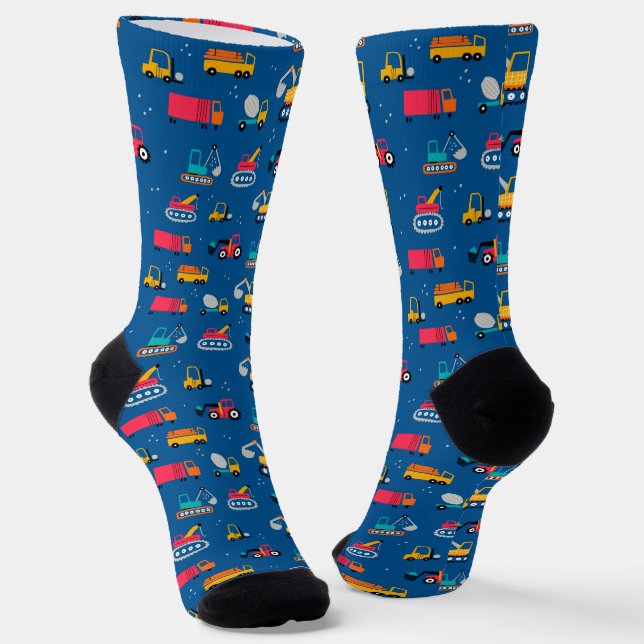 Cute Contruction Movers Pattern Socks (Angled)