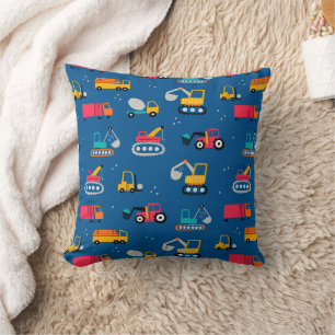 Cute Contruction Movers Pattern Throw Pillow