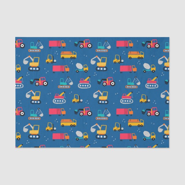 Cute Contruction Movers Pattern Tissue Paper (Front)