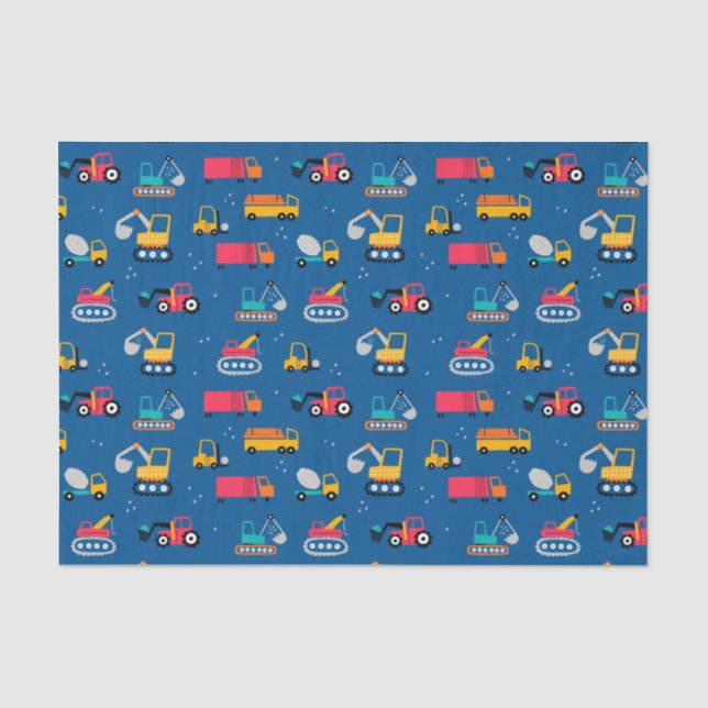 Cute Contruction Movers Pattern Tissue Paper (Front)