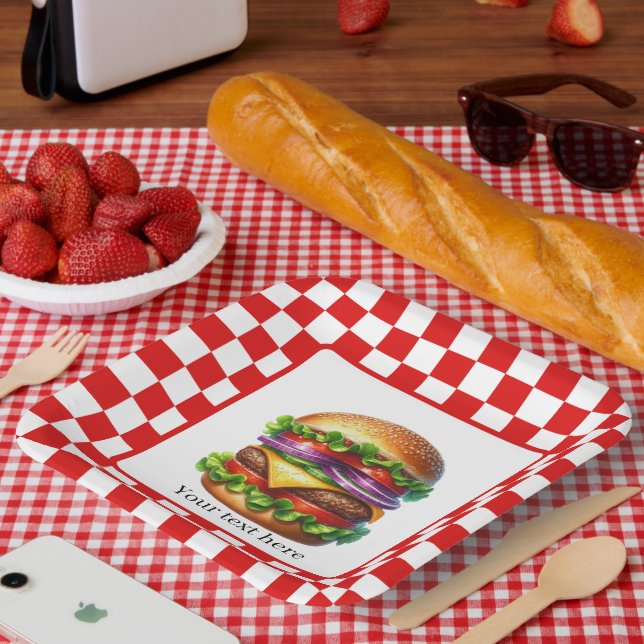 Cute cook out hamburger customizable party  paper plate (Picnic)