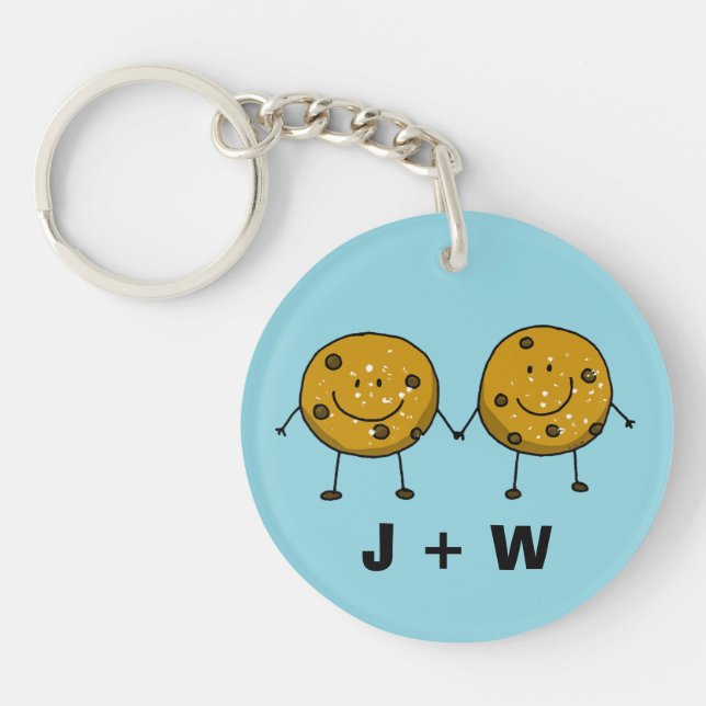 Cute Cookie Couple Custom Gift Keychain (Front)