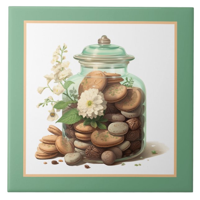 Cute cookie jar bakery business home crafting  tile (Front)