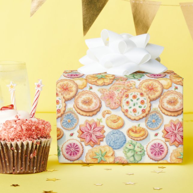 Cute cookie party tiled pattern wrapping paper (Birthday Party)