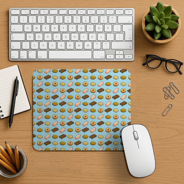 Cute Cookie Pattern Novelty Biscuit Art Gift Mouse Pad (Creator Uploaded)