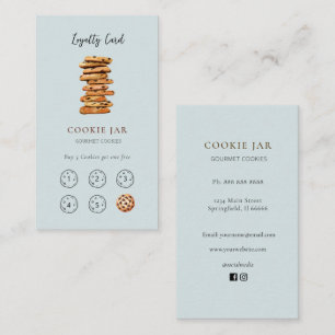 Cute Cookie shop blue Loyalty  business card