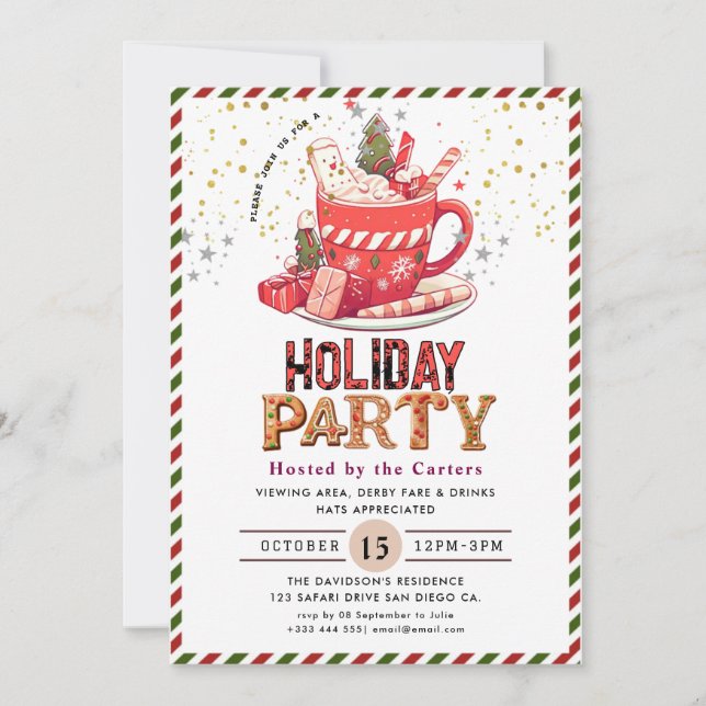 Cute Cookies and Cocoa Holiday Party Invitation (Front)