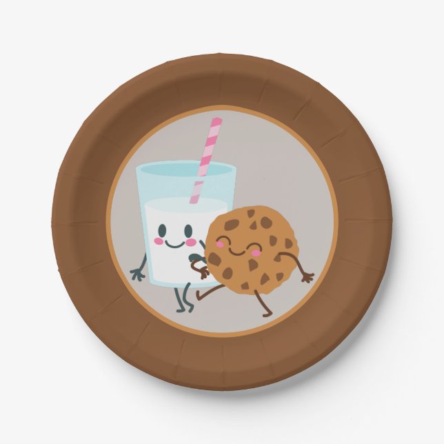 cute cookies and milk party paper plate (Front)
