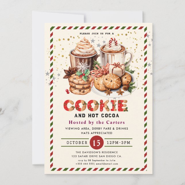 Cute Cookies et cacao Fête Invitation (Devant)