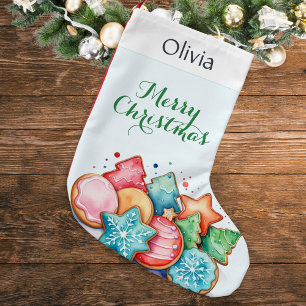 Cute Cookies Holiday Treats Personalized Small Christmas Stocking