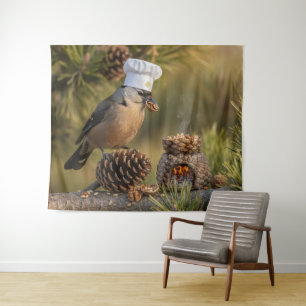 Cute Cooking Chef Nutcracker Bird Tapestry