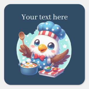 Cute cooking Eagle customizable  Square Sticker