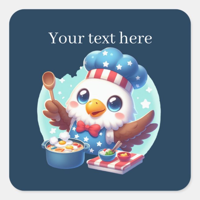 Cute cooking Eagle customizable  Square Sticker (Front)
