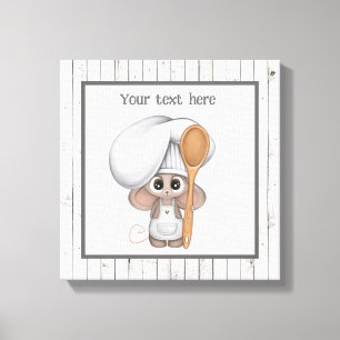 cute cooking mouse add text kitchen  canvas print