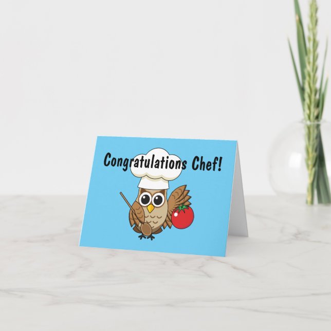Cute Cooking Owl Cartoon | Add your Text Card (Front)