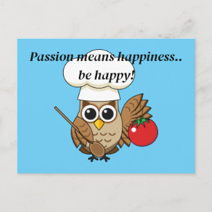Cute Cooking Owl Cartoon   Add your Text Holiday Postcard