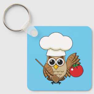 Cute Cooking Owl Cartoon Keychain