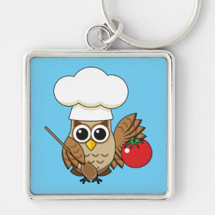 Cute Cooking Owl Cartoon Keychain
