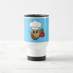Cute Cooking Owl Cartoon Travel Mug