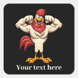 Cute cooking rooster add text Square Sticker