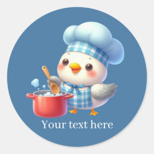 Cute cooking Seagull customizable  Classic Round Sticker